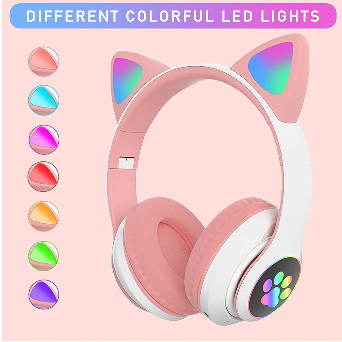 Auriculares inalámbricos de oreja de gato con luz LED