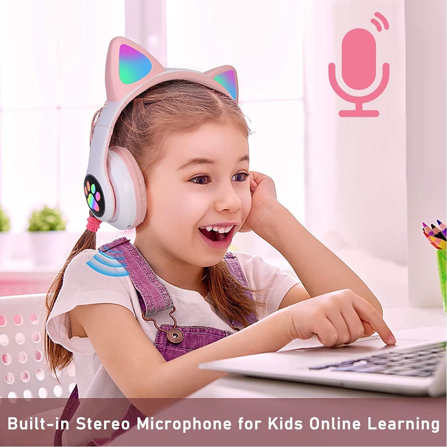 Auriculares inalámbricos de oreja de gato con luz LED