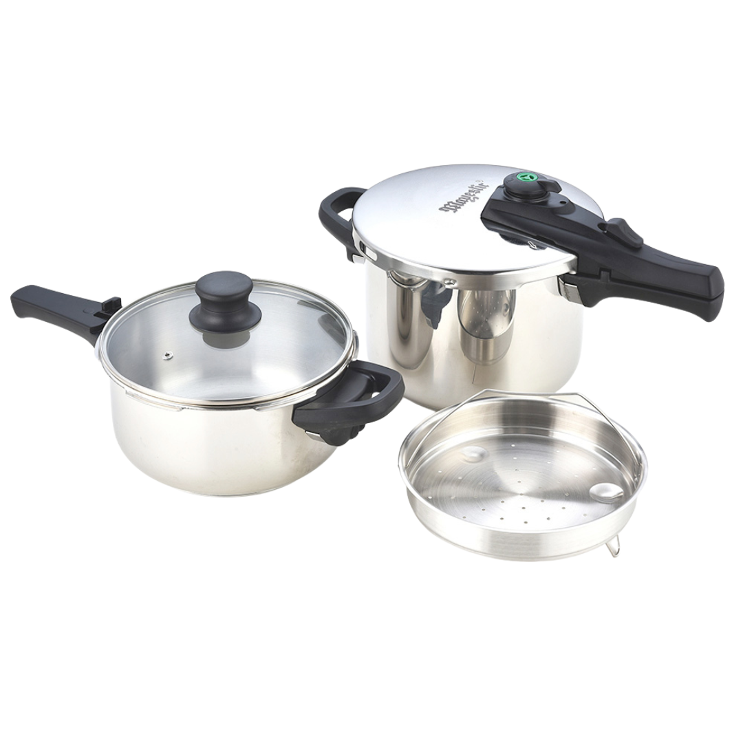 Juego de Olla de Presion de Acero inoxidable con 5 piezas ( OFERTA )
