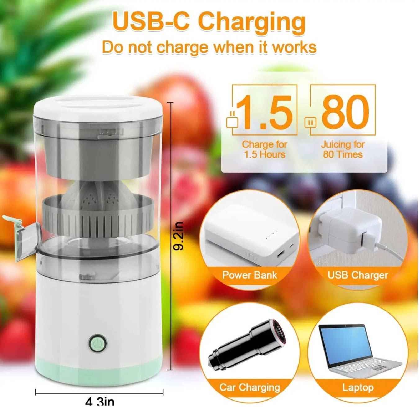 Exprimidora de Frutas portátil Recargable USB