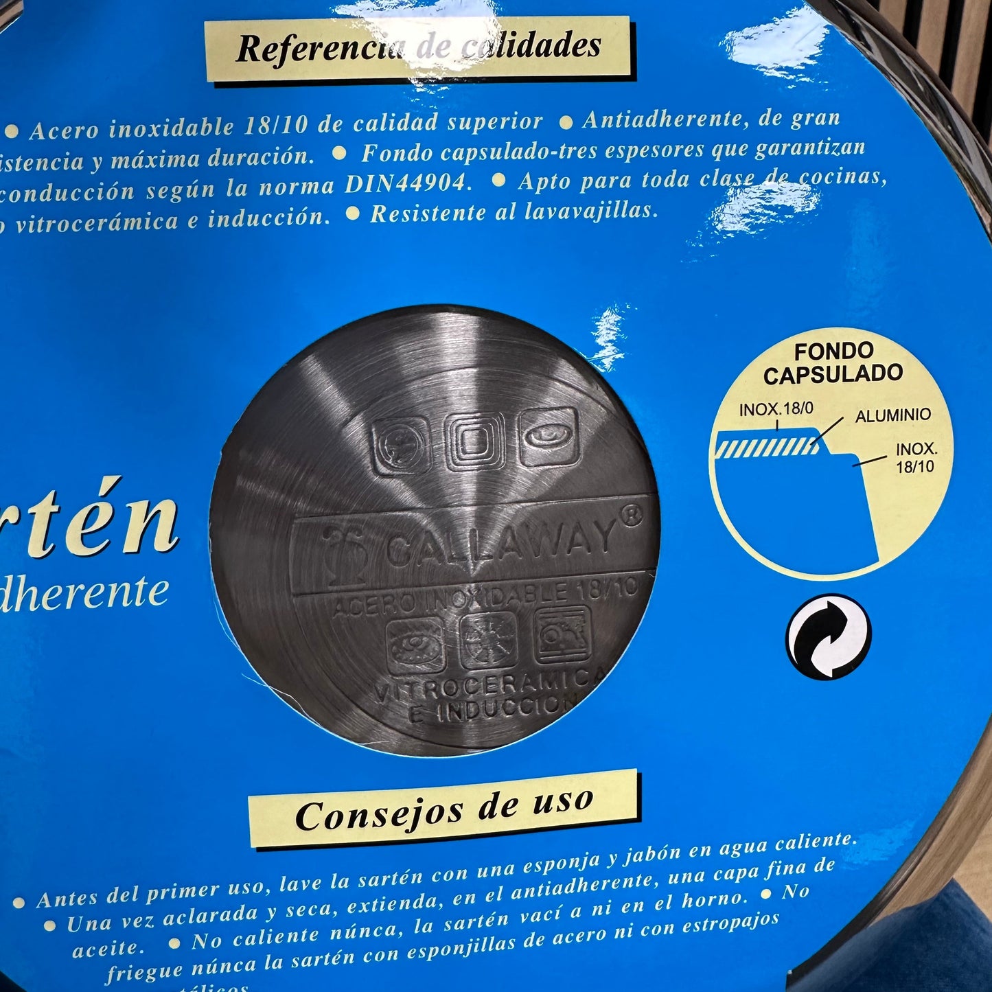 Sartén de acero inoxidable, antiadherente 30cm - Callaway
