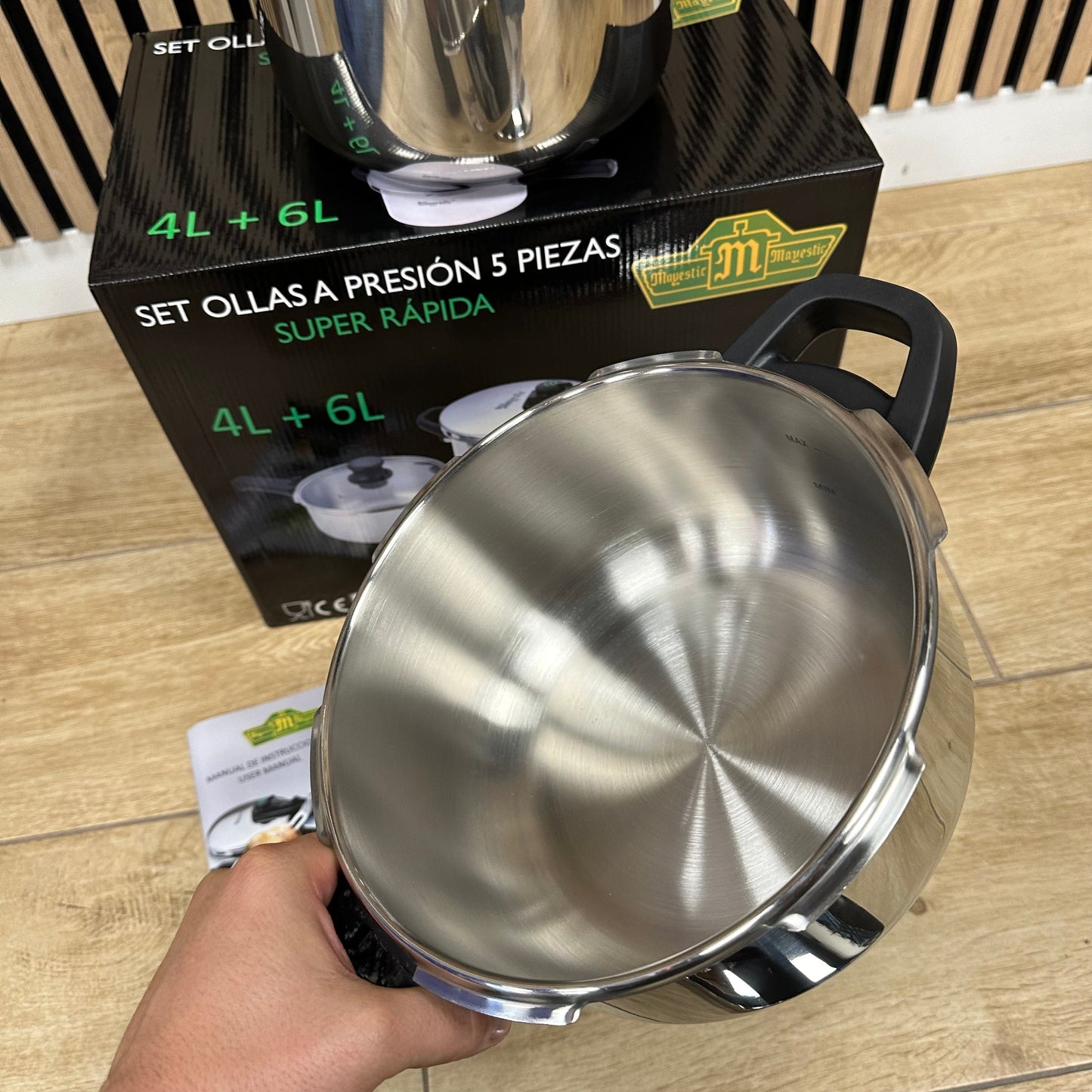 Juego de Olla de Presion de Acero inoxidable con 5 piezas ( OFERTA )