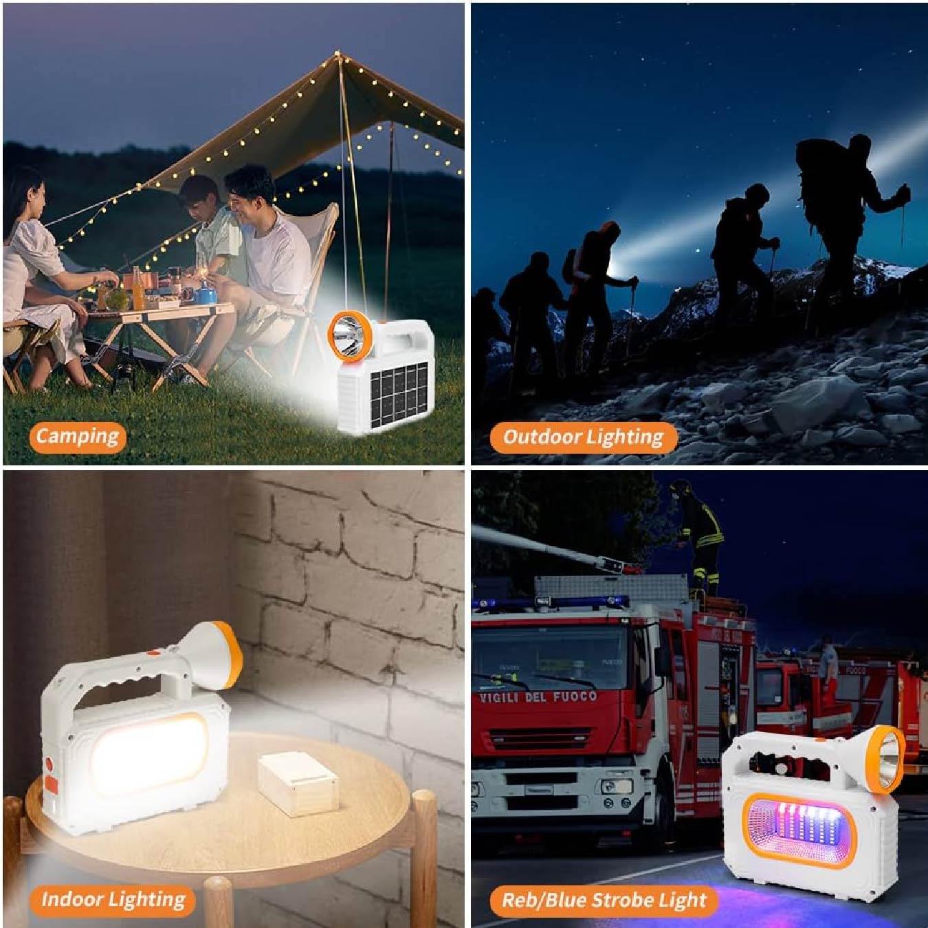 Linterna LED con carga solar y Power bank Gran Capacidad 5000mah