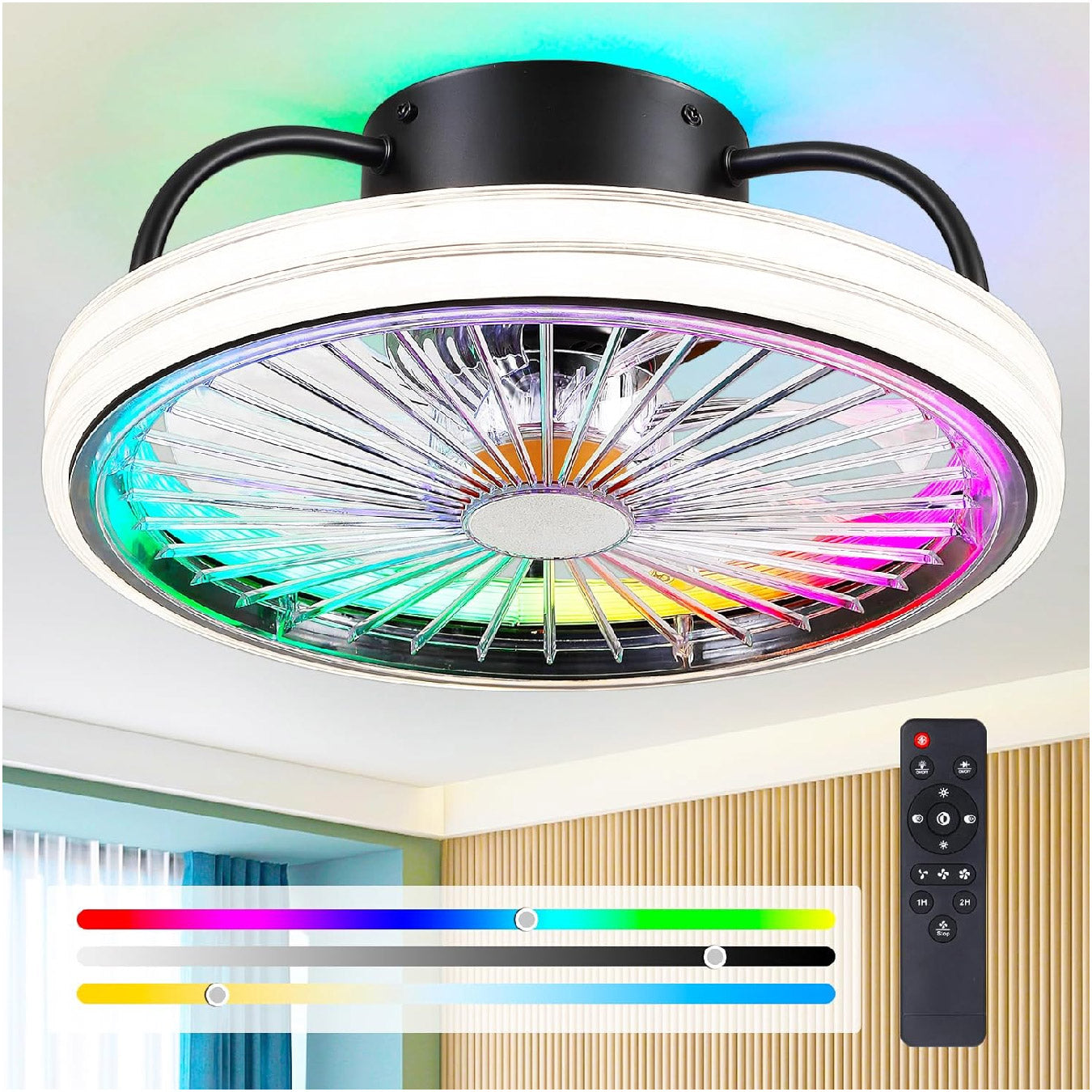 Ventilador de techo de perfil bajo con luz
