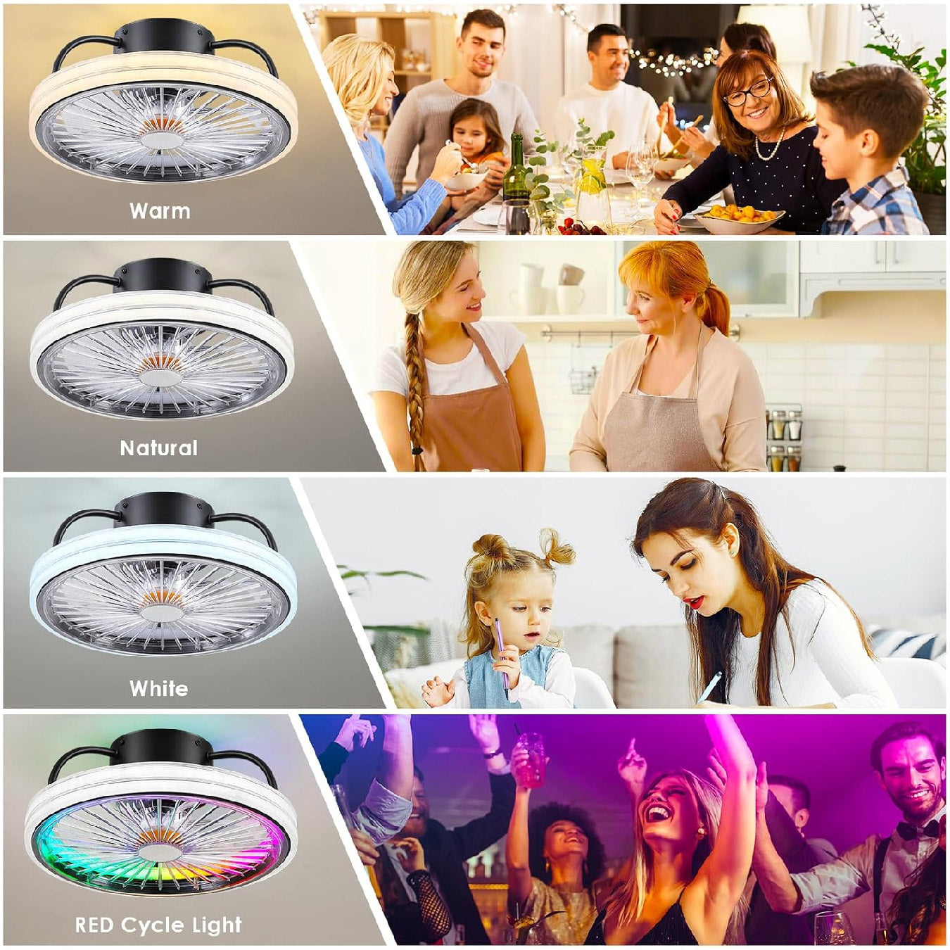 Ventilador de techo de perfil bajo con luz