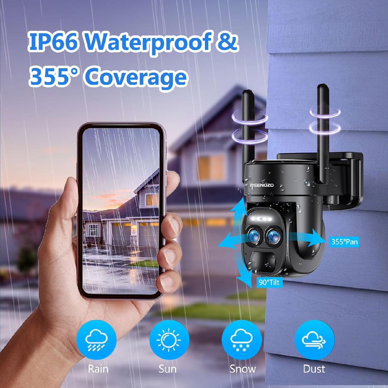 Cámara de seguridad 4K inalámbrica para exteriores con WiFi
