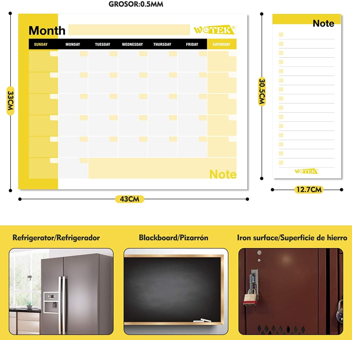 Calendario magnetico para nevera Planificador semanal