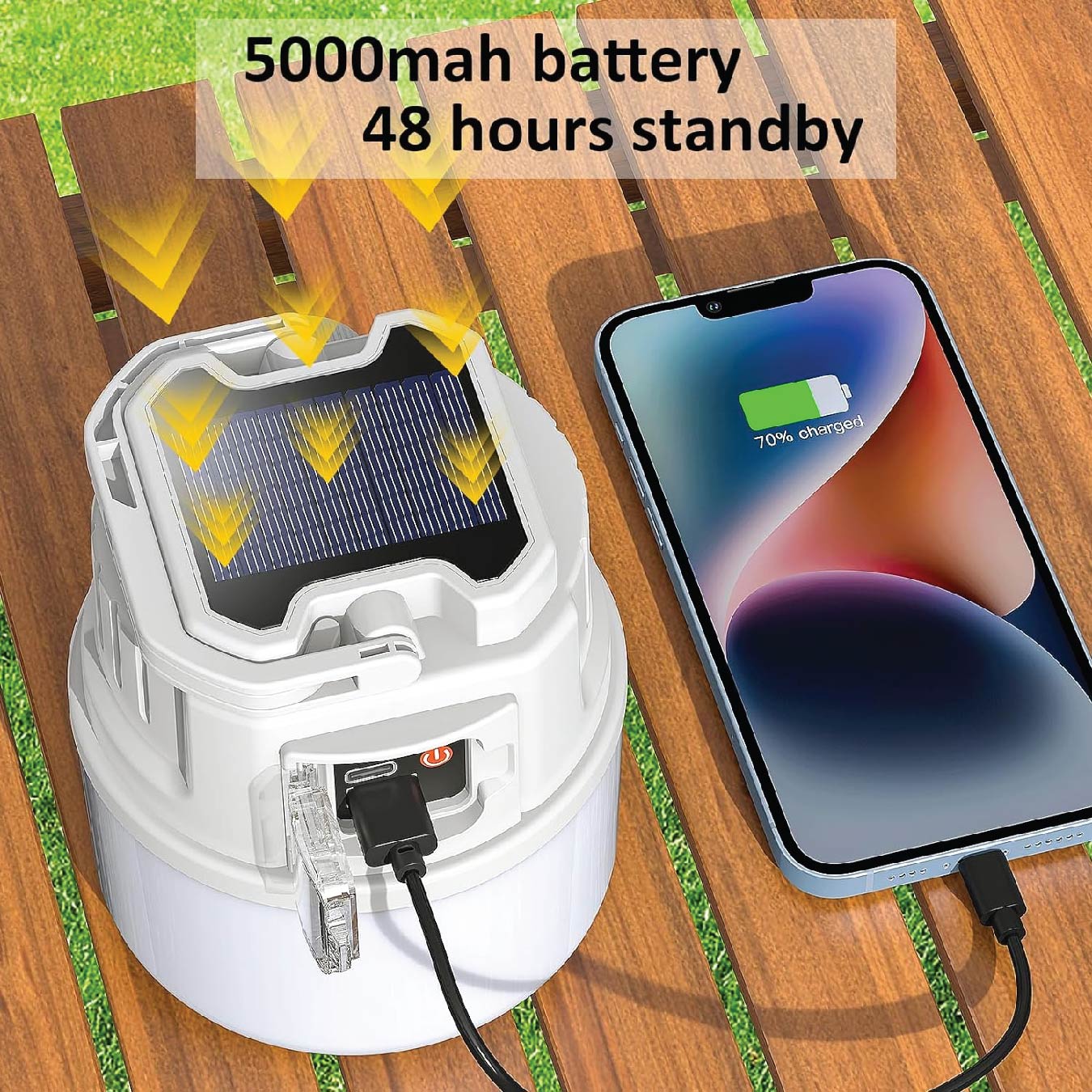 Linterna de camping recargable, con puerto usb y carga móvil GH-1888