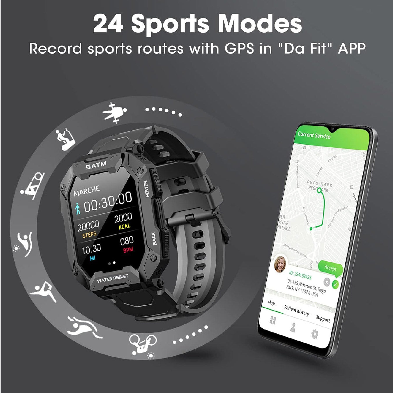 Smartwatch Hombre con 5ATM Waterproof, 1,71"