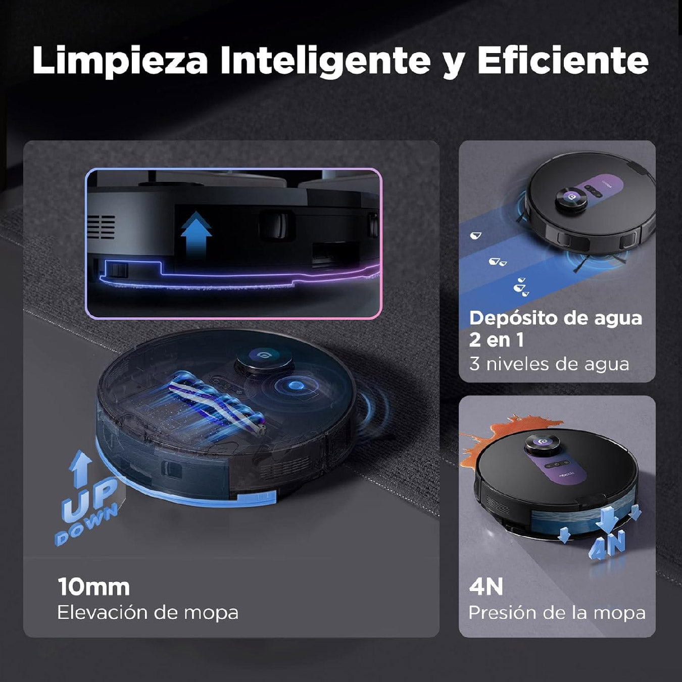 Aspirador y Friegasuelos Obode A8 con Vaciado Automático de Polvo